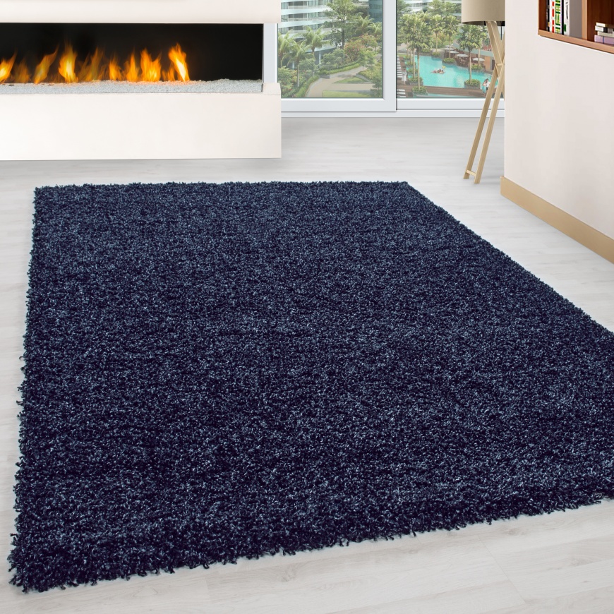 Life Shaggy Plain Navy Rug